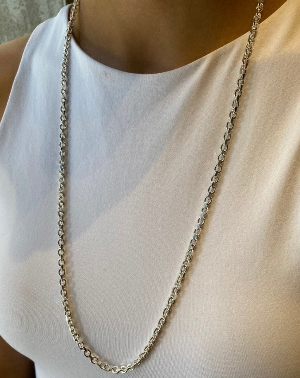 Collana Diamantata Argento 75 cm Indossata